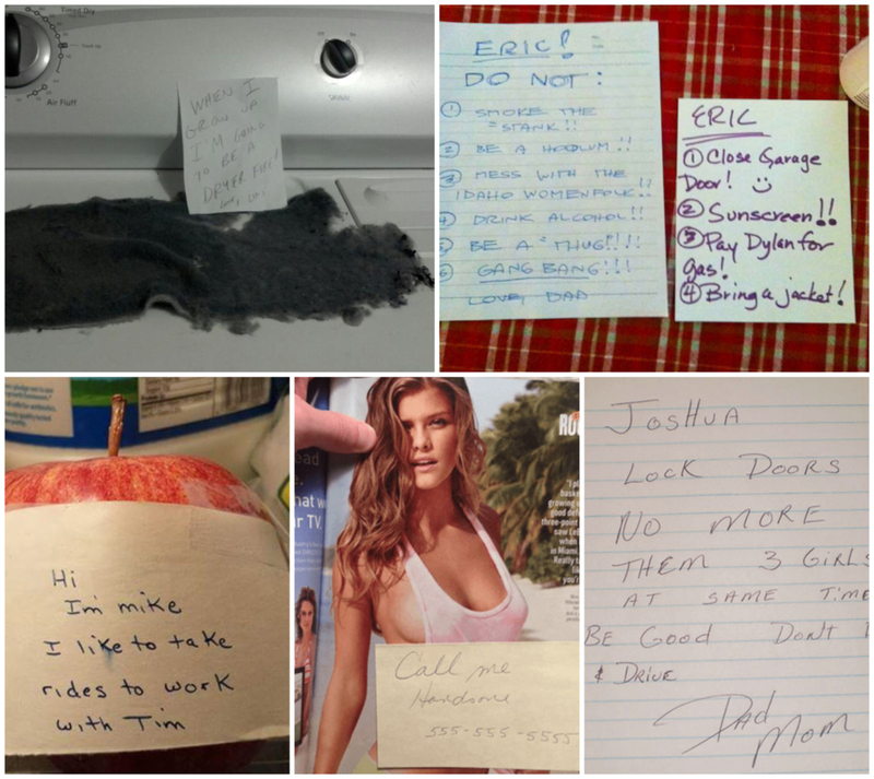 Hilarious Notes That Fathers Left To Their Kids | Imgur.com/atthehelm & MarkCapka & GR9T2DW & sX7pJ & u5ihQ