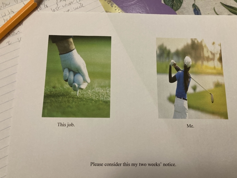 A Golf-Themed Goodbye | Reddit.com/HeWritesALine