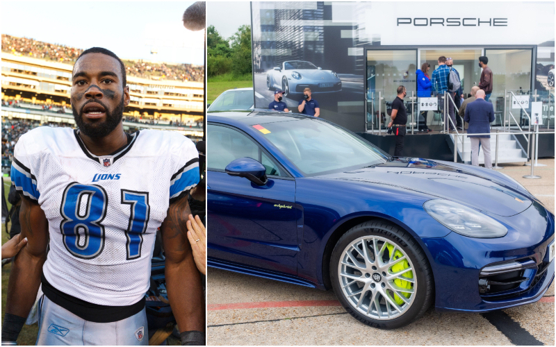 Calvin Johnson – Porsche Panamera Turbo, Estimated $150K | Alamy Stock Photo by Jason O. Watson (Sports) & Paul Markillie 